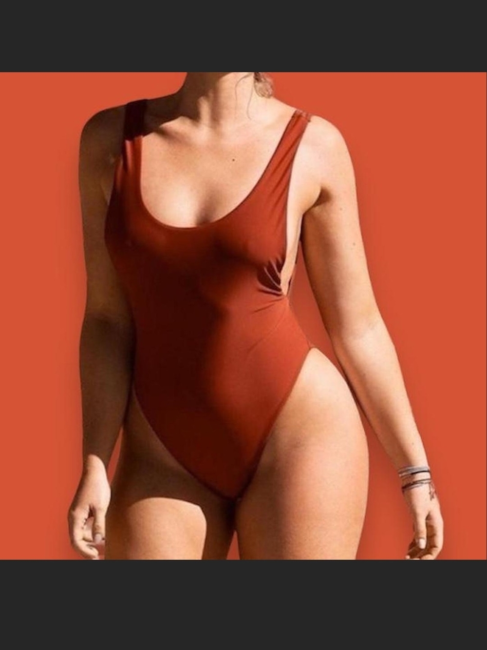 aerie Rust One-Piece Swimsuit with Scoop Neck